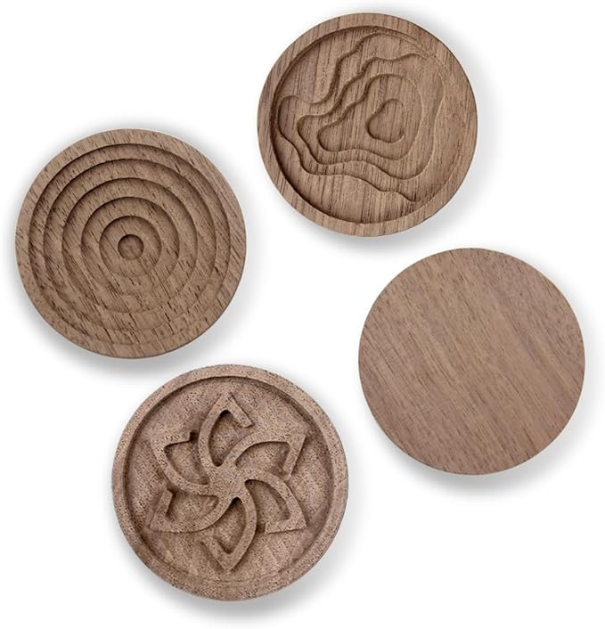 4 Pieces Wooden Aromatherapy Round Essential Oil Diffuser - Walnut Wood Diffuser for Offices, Home, Cars, Sauna Rooms, SPA Centers,Yoga Rooms