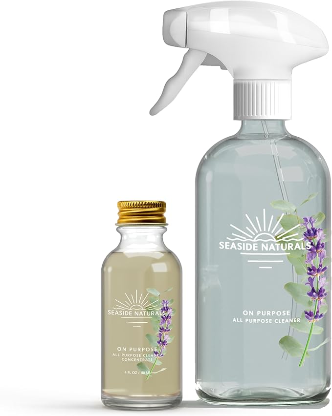On Purpose Kit – All-Natural Plant-Based All-Purpose Cleaner (Glass Bottle, Trigger Sprayer & Concentrate, Eucalyptus · Lavender · Tea Tree Essential Oils, Kid & Pet Safe, Non-Toxic, Zero-Waste)