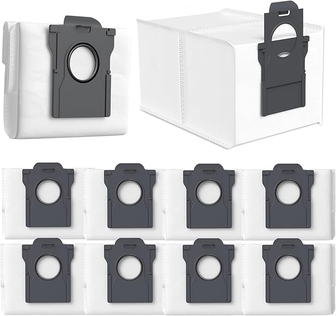 10 Pcs Vacuum Bags for Mova P10 Pro Ultra/Dreame L40 Ultra/ L10s Ultra Gen 2/ X40 Ultra/X50 Ultra/ E30 Ultra/ P50 Pro Ultra Robot Vacuum, 3.2L Large Capacity Replacement Dust Bag Accessories White