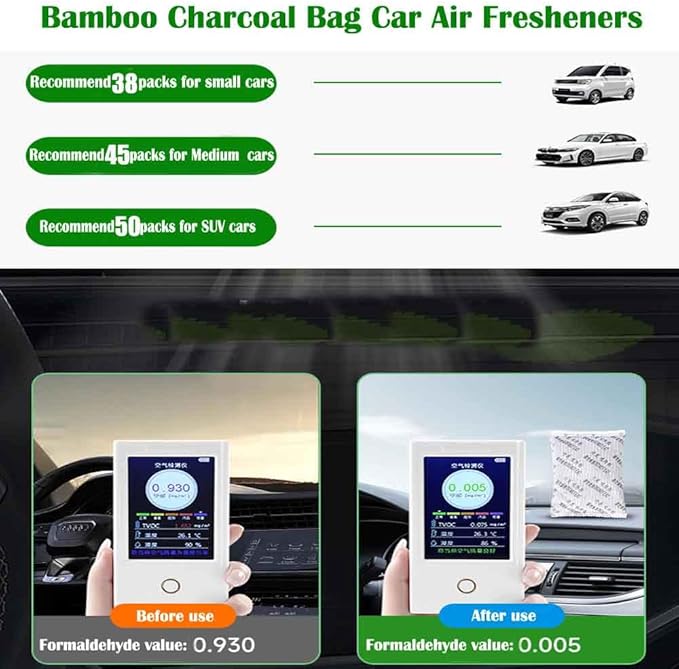 50Pack Natural Activated Charcoal Odor Eliminator Air Purifying Bag for Home or Shoe Odor Absorber; Car Air Freshener;5g/Pack Deodorizer and Moisture Absorbers for Home,Car,Closet,Shoe,Pets
