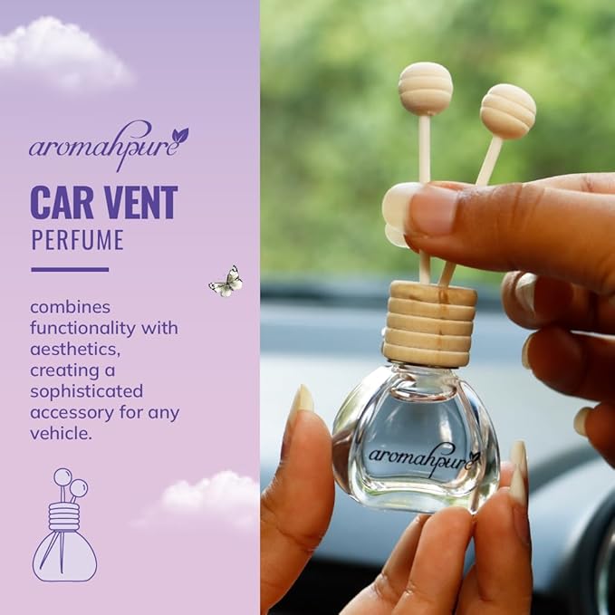Premium Car Perfume Vent Clip |14 ML |Lavender Fragrance Car Air Freshener |Natural Essential Fragrance Oils in Glass Bottle with Wooden Reed Sticks|Long Lasting upto 30 days