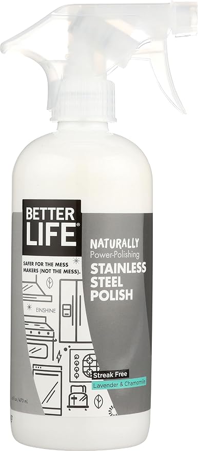 Better Life Natural Streak Free Stainless Steel Polish, Lavender and Chamomile, 16 Ounces, 24185