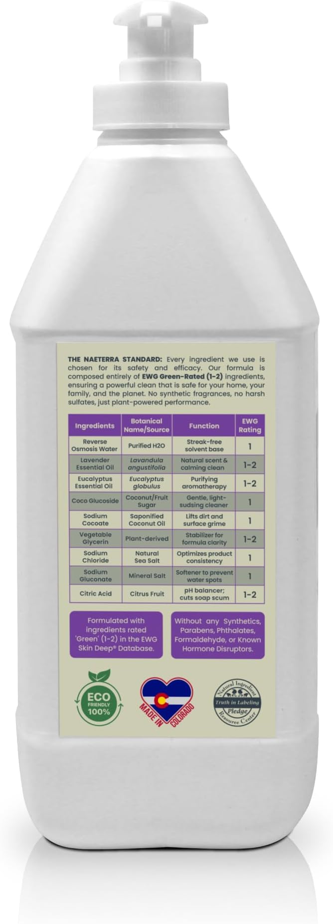 Naeterra Lavender Zen All-Purpose Cleaning Concentrate Kit – 64 oz Jug Makes 24 Gallons | Includes 16 oz Amber Glass Spray Bottle | Plant-Based, Essential Oil Scented, EWG Green-Rated Ingredients
