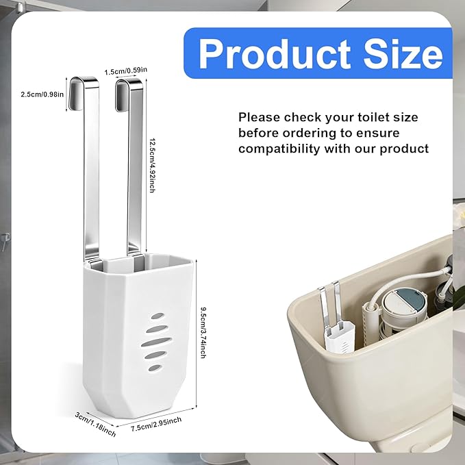 1pc Toilet Tank Cleaning Tablet Holder, Plastic Hanging Cleaner Caddy Bracket with Stainless Steel Hook Fits Most Standard Toilet Tanks