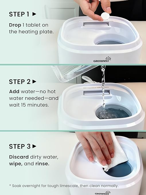 Descaling Tablets for Bottle Washer, Plant-Based Formula with Lemon & Chamomile, Sterilizer & Warmer, 40 Count, Descaler Limescale Remover, Removes Hard Water & Milk Residue