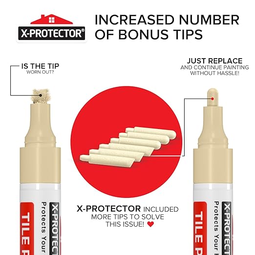 X-Protector Water Based Grout Marker - 2 PCS with 8 Tips, True Beige