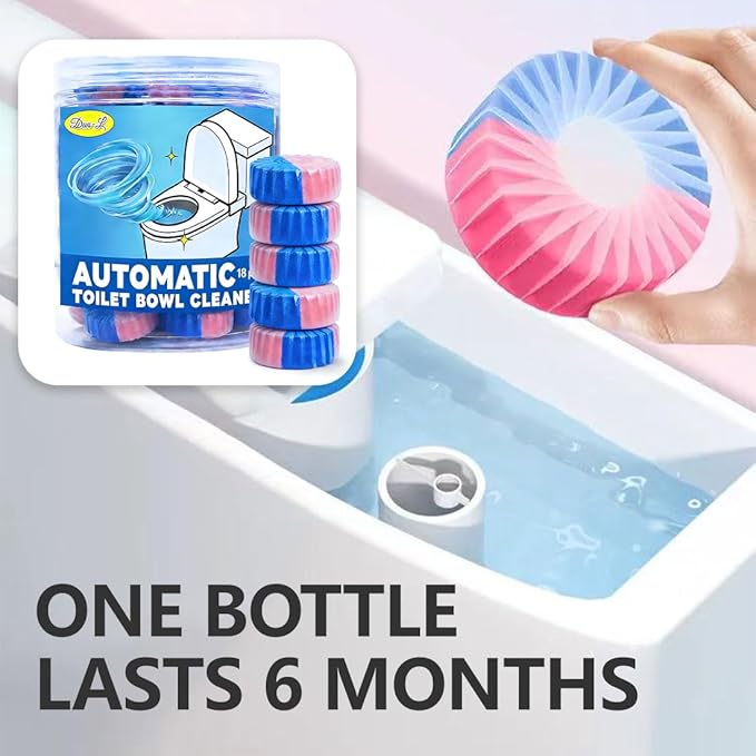 （18 Count） Automatic Toilet Cleaner Tablets, Toilet Bowl Cleaner Tablets, Bathroom Toilet Tank Cleaner，Blue Cleaning Tabs for Bathroom Tank