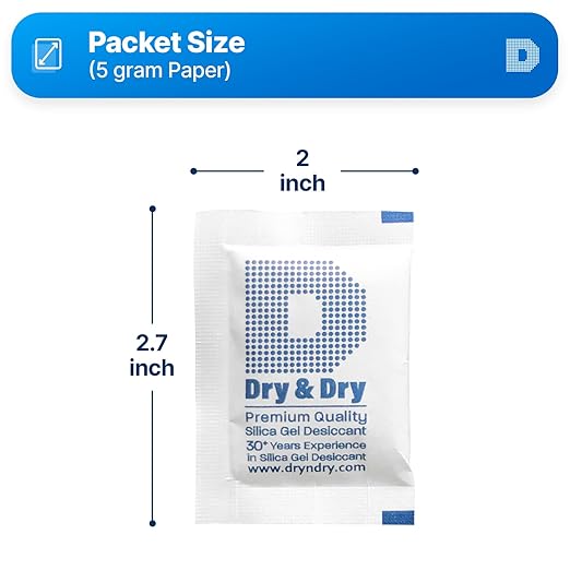 Dry & Dry 5 Gram [3000 Packets] Silica Gel Packets Silica Gel Desiccants, Silica Gel Packs - Rechargeable Moisture Absorbers for Food Storage, Electronics, 3D Filament & Safes