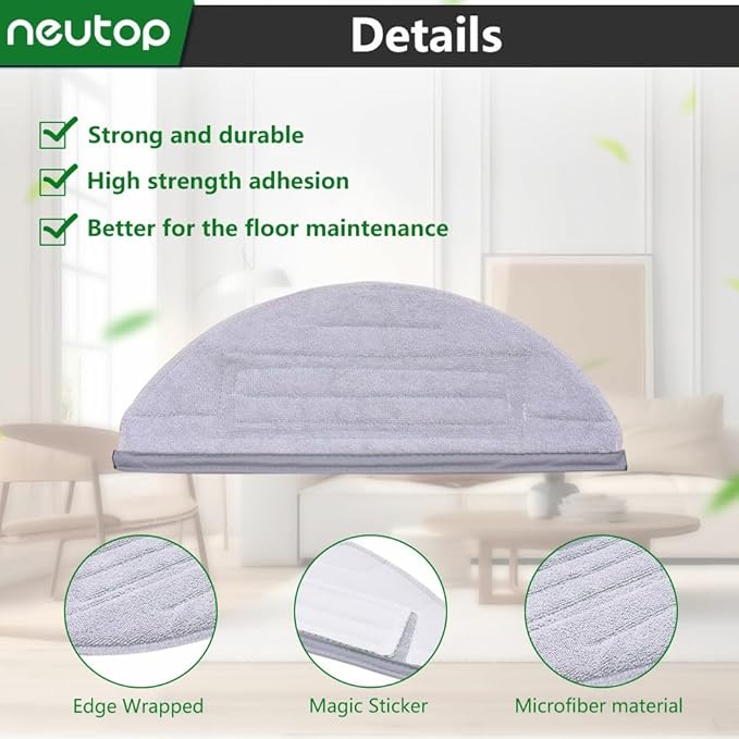 neutop Mop Cloths Pads, Compatible with Roborock S8, S8+, S7, S7+, S7 MaxV Plus/MaxV Ultra/Pro Ultra, Robot Vacuum Cleaners, Washable Spare Parts Accessories, 6-Pack.