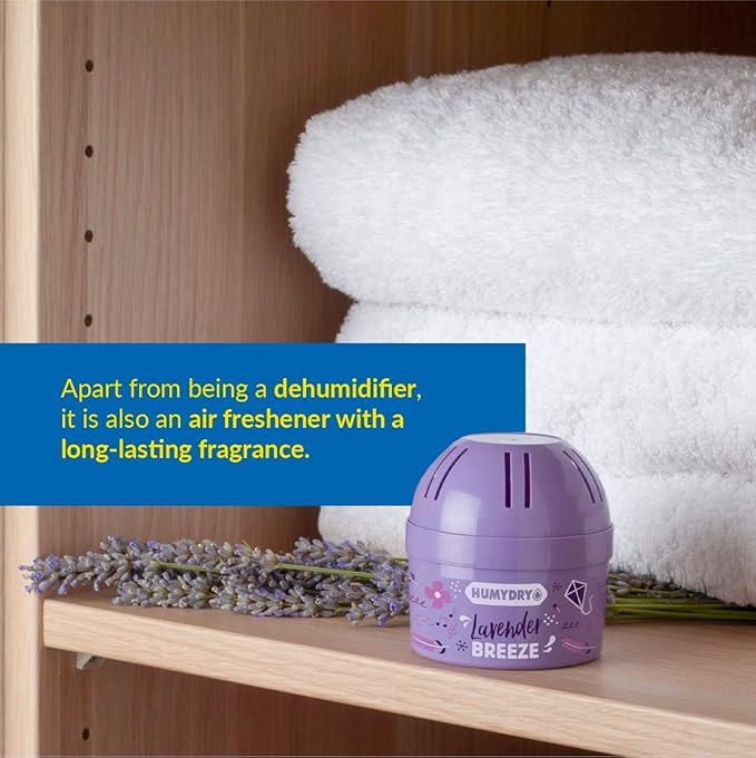 HUMYDRY Moisture Absorber Device, Mini Pack of 12 of 2.6oz, Small Space Dehumidifier and Air Freshener with Lavender Scent, Non Electric Humidity Absorber for Closet Bedroom and Compact Areas
