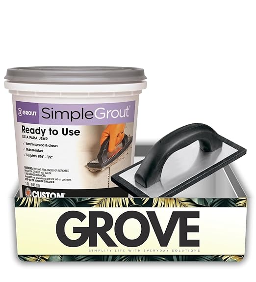 SimpleGrout Indoor White Grout 1 qt Bundle with QEP Rubber Grout Float – Premixed Tile Grouts for Shower, Mosaic, and Floor Repairs – Gift Set (2 Items)