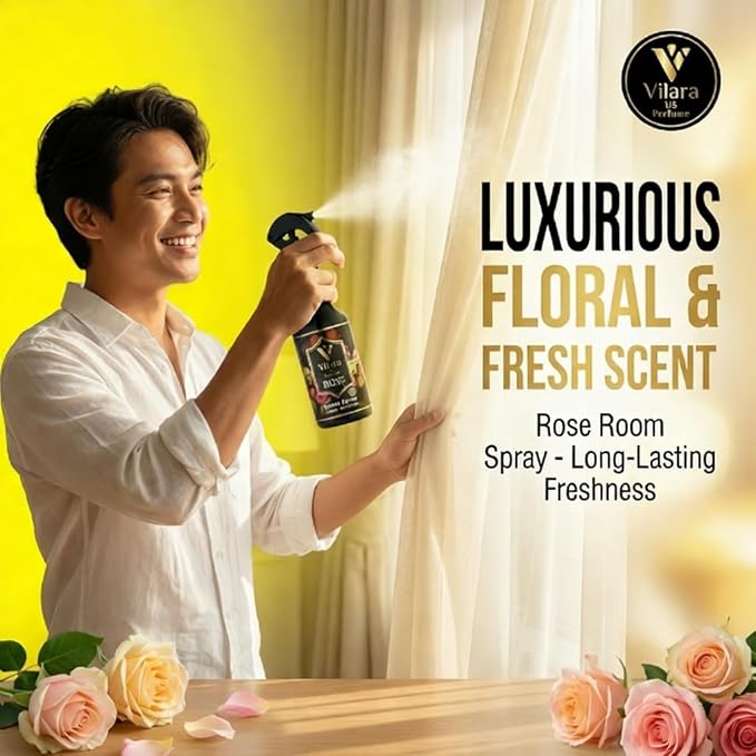 Room Spray Air Freshener –Odor Eliminator Spray for Home, Bathroom & Office – Long Lasting Floral Mist Deodorizer, Non-Toxic Natural Air Spray for Bedding 300ml (Sky-Rose-Jasmine-Mango-spring)