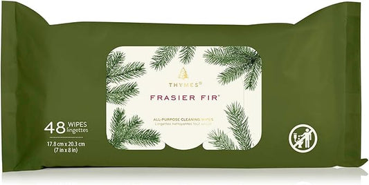 Thymes Frasier Fir All-Purpose Cleaning Wipes – Multi-Purpose Cleaning Wipes – Safe for Countertops, Walls, and Other Non-Porous Surfaces – Cruelty Free Surface Wipes (1 Pack of 48 Wipes)
