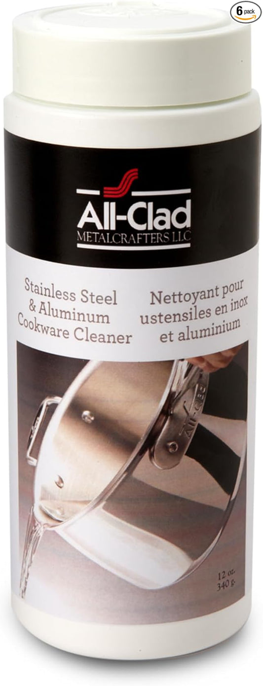 All-Clad Specialty Powder Stainless Steel Cleaner and Polish 12 Ounce Pots and Pans, Cookware White (Pack of 6)