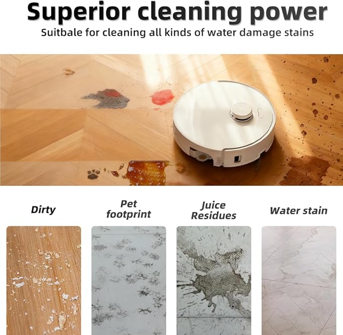8 Pack Mop Pads for Roborock QV 35A/Qrevo S/Q Revo/Qrevo Pro/Qrevo Plus/Qrevo Master/Qrevo Slim/Qrevo Curv/Qrevo Edge/Saros 10R Robot Vacuum Cleaner, Spin Cleaning Pads Replacement Parts Accessories