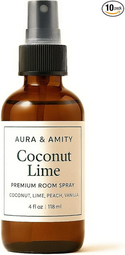 Aura & Amity Premium Room & Linen Spray – Handmade Luxury Fabric & Home Fragrance Mist, Long-Lasting & Eco-Friendly (Coconut Lime)