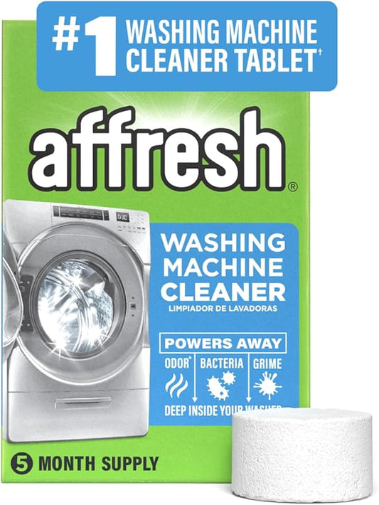 Affresh Washing Machine Cleaner, Helps Power Away Odor Causing Bacteria & Grime Deep Inside Pump, Valve & Hoses, 5 Time Release Tablets, 5 Month Supply