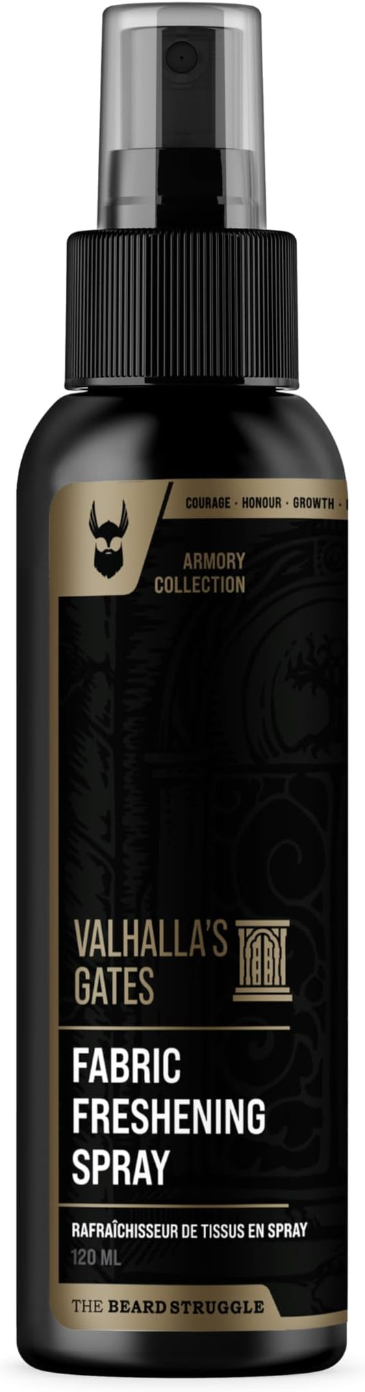 Fabric Freshener Spray by The Beard Struggle - Linen Spray Freshener for Cloths, Bed & Room Air Freshener - Odor Eliminator with Luxury Fragrance - Valhalla's Gates, Gold Collection (120ml)