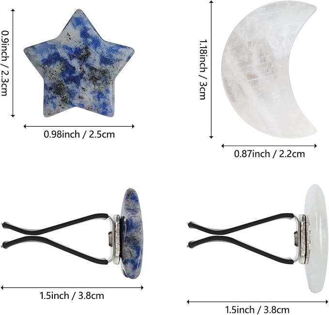 Boho Car Decor, 5pcs Stars Moon Air Vent Clips, Natural Stone Crystals Air Vent Clips, Refillable Car Fresheners,Hippie Decorations Accessories for Women, Best Wishes for Lover and Friend