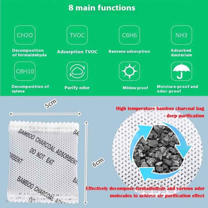 50Pack Natural Activated Charcoal Odor Eliminator Air Purifying Bag for Home or Shoe Odor Absorber; Car Air Freshener;5g/Pack Deodorizer and Moisture Absorbers for Home,Car,Closet,Shoe,Pets
