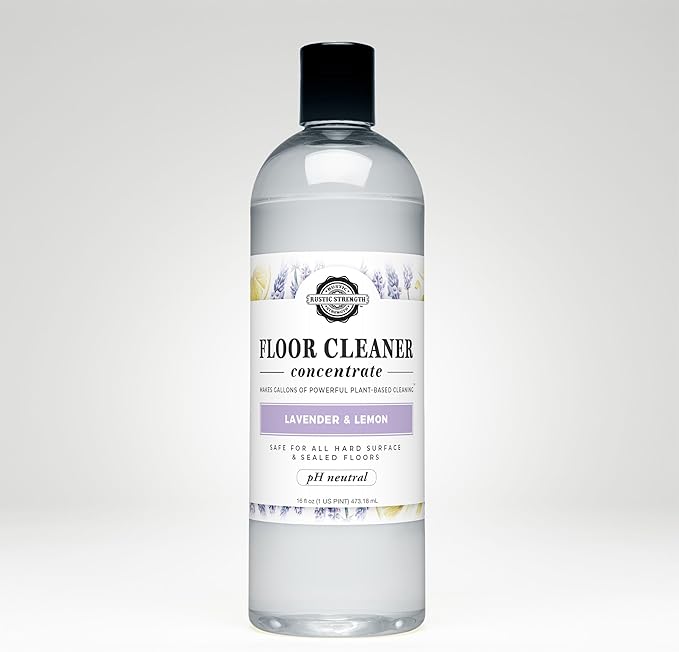 Rustic Strength Floor Cleaner Concentrate, Lavender and Lemon Scent, Plant-Based Multi-Purpose Cleaner, pH Neutral, 16 oz