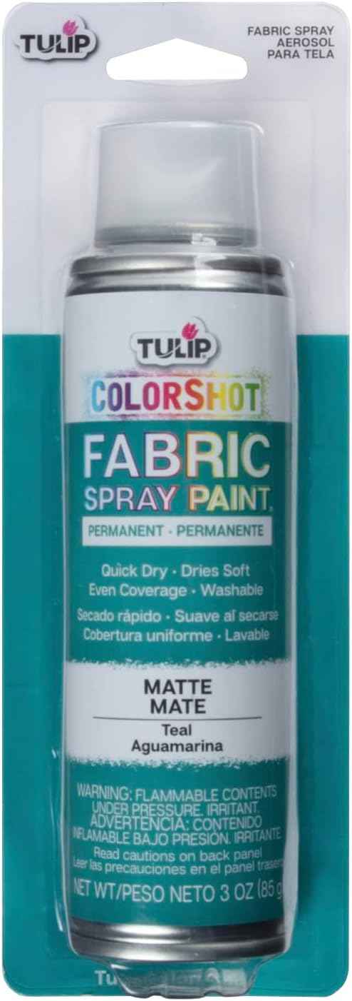 Tulip ColorShot Instant Fabric Spray Paint, Permanent Color Spray-On Fabric Paint, 3oz, Teal