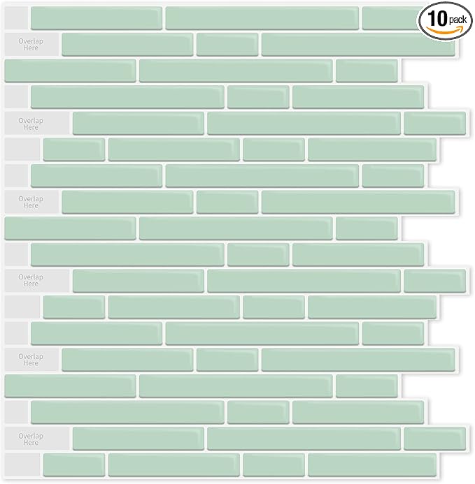 LONGKING 10-Sheet Self-Adhesive Peel and Stick Backsplash for Kitchen, Vinyl Decorative Tiles (Teal)