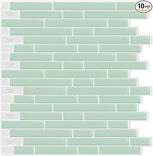 LONGKING 10-Sheet Self-Adhesive Peel and Stick Backsplash for Kitchen, Vinyl Decorative Tiles (Teal)