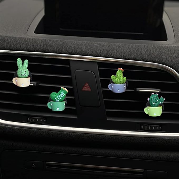 4 Pcs Cactus LOVE Air Vent Clips, Cute Car Air Fresheners, Funny Diffuser Vent Clips, Interior Decor Charm, Accessories for Women