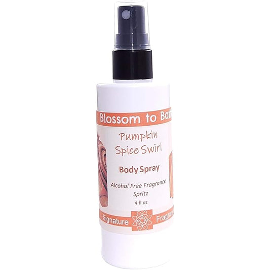 Blossom to Bath Pumpkin Spice Swirl Body Spray (4 Ounce) - Phthalate Free Fragrance - Energizes Skin with a Warm Spicy Vanilla Scent
