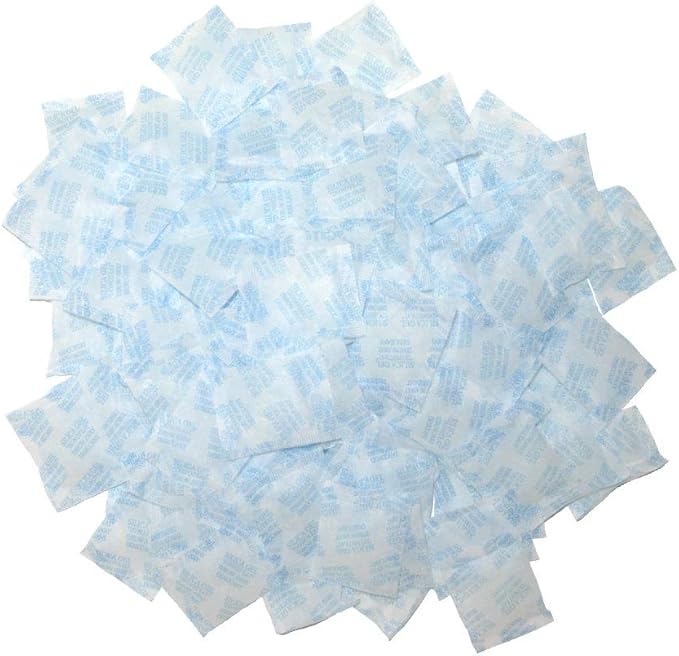 Silica Gel Packs 100 Packets 2 Gram Desiccant Moisture Absorber Oil Resistant for Food Storage Safes