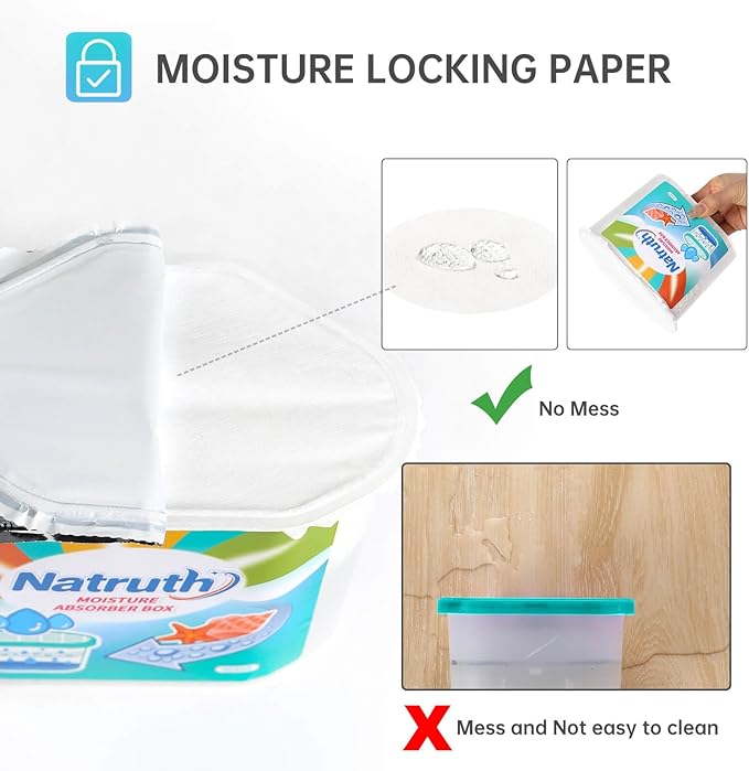 NATRUTH Moisture Absorbers 6 pack, 12.5Oz Portable Humidity Absorber Boxes for Your Bathroom, Closet & Car, Dehumidifier with Ocean Fragrance