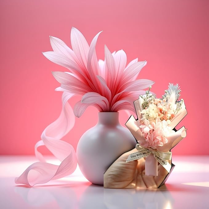 JJLFresheners Pink Mini Dried Flowers Bouquet for Car Air Vent Clips, Car Air Outlet Perfume Decoration, Car Air Fresheners Interior Accessories, Air Fresheners