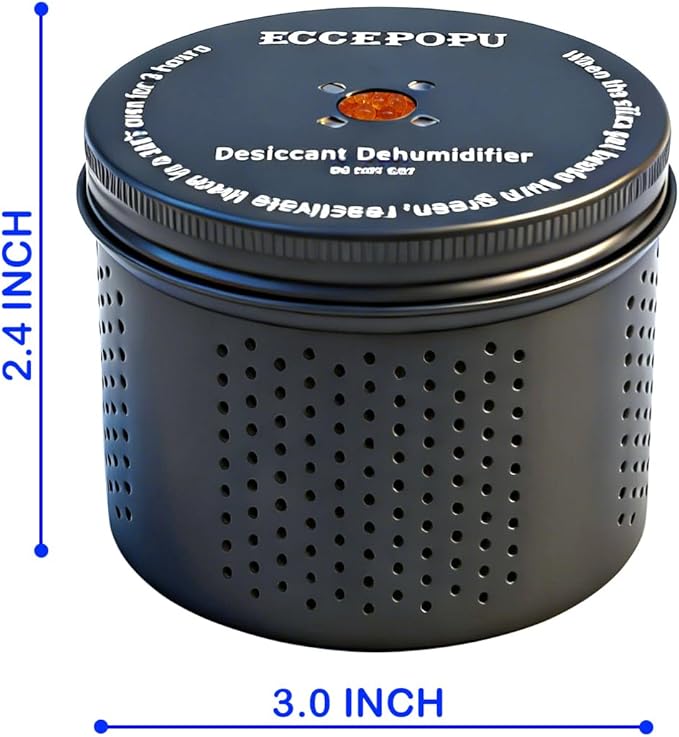 Gun Safe Dehumidifier 200g - Silica Gel Desiccant Canister, Moisture Absorber for Gun Cabinets & Safes, Protect 160 Cubic Feet, Black, Aluminum Shell