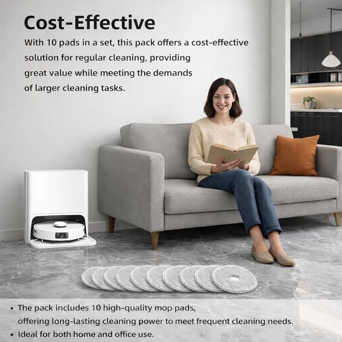 10pcs Mop Pads for ECOVACS DEEBOT T20 Omni/X1 Omni/X1 Turbo/T10 Omni/X2 Omni/T30S/N30 Pro Omni/N30 Omni/T30S AI/T30S Pro/T30S CARE/T50 OMNI/T50 PRO OMNI/T50 MAX PRO OMNI/Yeedi m12 pro+ Deebot Mop Pads