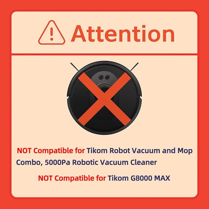 Replacement Parts fit for Tikom G8000/G8000 Pro, Honiture G20/G20 Pro, Laresar Evol 3/Evol 3s, Airzeen G20 Pro, 2 Roller Brushes, 4 Mop Pads,6 Filters,10 Side Brushes,1 Tool【NOT for G8000 MAX】