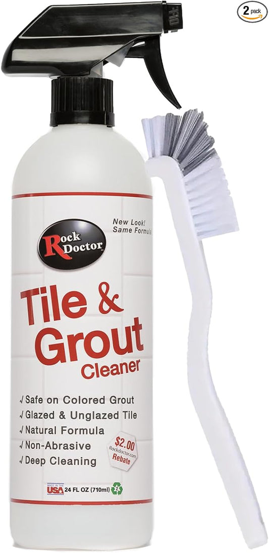 Rock Doctor Natural Tile and Grout Cleaner with brush, Remove Stains Dirt, Oil, and Soap Scum, Heavy Duty Non-Abrasive Tile Cleaner, Natural Formula