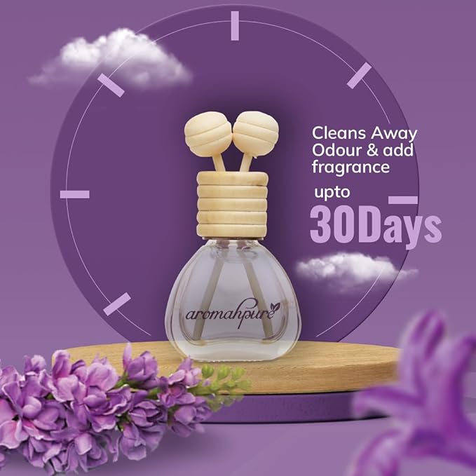 Premium Car Perfume Vent Clip |14 ML |Lavender Fragrance Car Air Freshener |Natural Essential Fragrance Oils in Glass Bottle with Wooden Reed Sticks|Long Lasting upto 30 days
