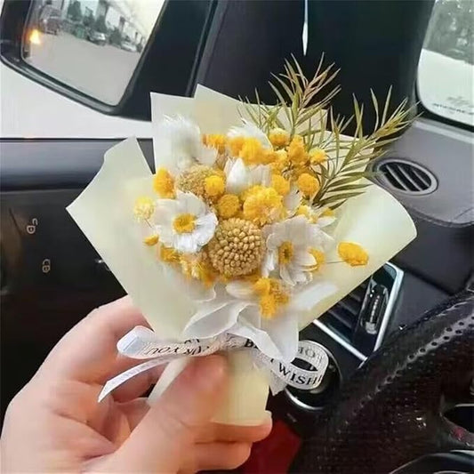 Cute Mini Dried Flowers Bouquet for Car Air Vent Clips, Small Bouquet Car Air Freshener Vent Clips,Mini Natural Dried Flower Bouquet Car,Car Essential Oil Diffuser Vent Clip,Auto Interior Accessories