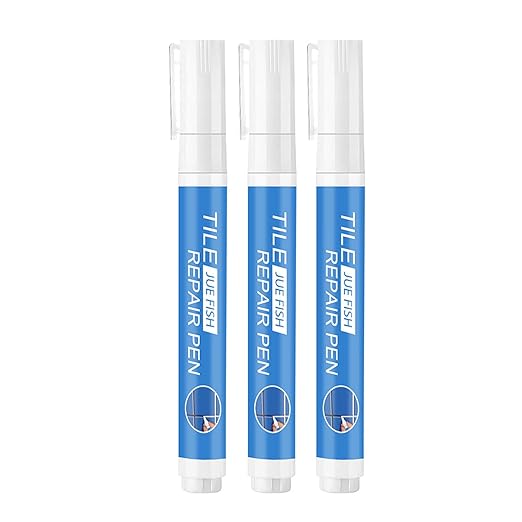 Waterproof Tile Grout Colorant and Sealer Pen, Grout Pen White, for Cleaner Looking Floors, for Wall Floor Bathrooms and Kitchen, 3pcs