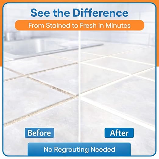 White Grout Paint Pen Tile Grout Colorant & Sealer Marker, Quick-Dry, Ideal for Bathroom, Shower, Kitchen Tiles Restores Grout Lines, 3 Adjustable Tips (2-3 mm) 2 Pack