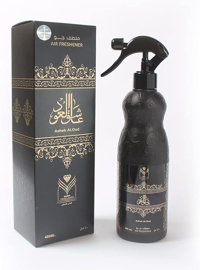 ††† Upscale Perfume & Oud co. Ashek Al.Oud Air Freshener - 480ML 16.9FL.OZ Fabric spray - Natural Aged Oud Scent - Odor Fighting Room Spray - long lasting Aroma for home