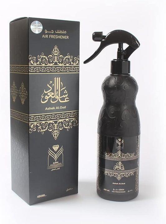 ††† Upscale Perfume & Oud co. Ashek Al.Oud Air Freshener - 480ML 16.9FL.OZ Fabric spray - Natural Aged Oud Scent - Odor Fighting Room Spray - long lasting Aroma for home