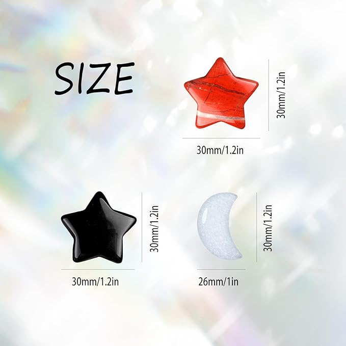 Moon Stars Car Decor,Boho Air Vent Clips,Refillable Car Fresheners,3pcs Natural Crystal Stone Hippie Dashboard Decorations Accessories,Best Wishes for Lover and Friend (Black & Red)