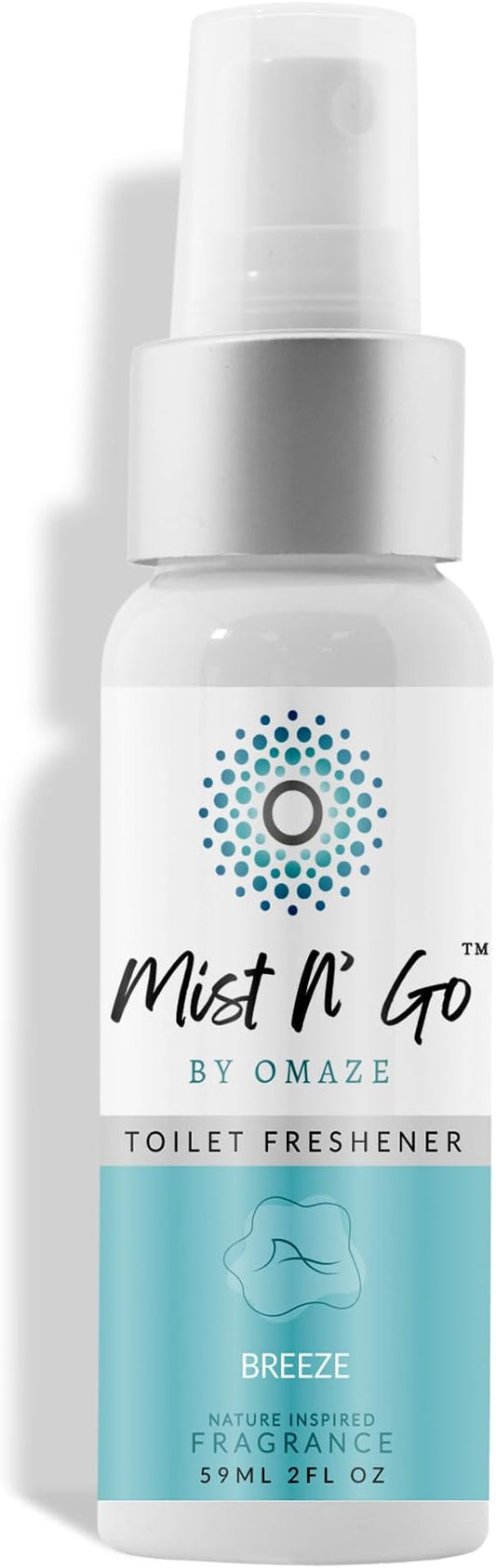 Mist N??Go by Omaze Travel Bathroom Spray for Toilet Spray Odor Eliminator - Travel Toilet Spray for Bathroom Air Freshener Spray for Bathroom Deodorizer - Breeze Regular Size (2oz x1)