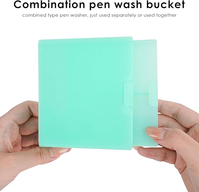 Brush Washing Bucket, Three-in-one Plastic Bucket Painting Brush Holder, Portable Detachable Multifunction Paint Brush Washing Bucket for Watercolor Outdoor Indoor Painting (Green)