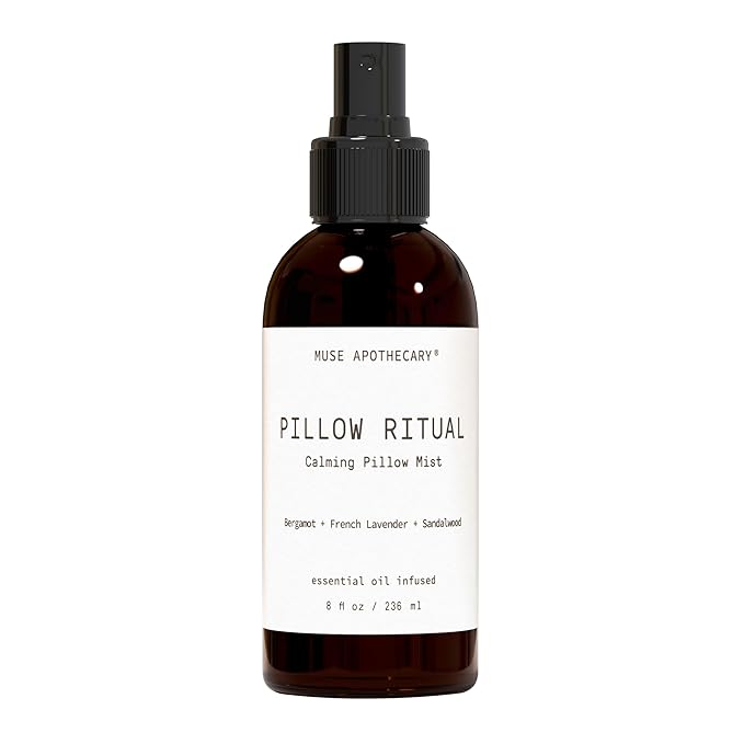 Muse Apothecary Pillow Ritual - Aromatic, Calming and Relaxing Pillow Mist, Linen and Fabric Spray - Infused with Natural Aromatherapy Essential Oils - 8 oz, Bergamot + French Lavender + Sandalwood