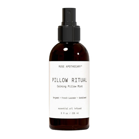 Muse Apothecary Pillow Ritual - Aromatic, Calming and Relaxing Pillow Mist, Linen and Fabric Spray - Infused with Natural Aromatherapy Essential Oils - 8 oz, Bergamot + French Lavender + Sandalwood