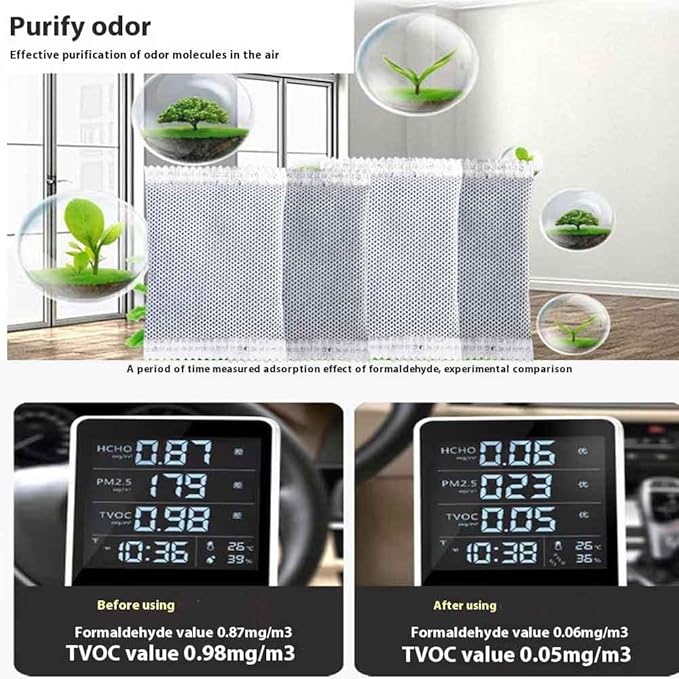 50Pack Natural Activated Charcoal Odor Absorber Air Purifying Bag for Home or Shoe Odor Eliminator; Car Air Freshener;Drawer Deodorizers; 5g/Pack Natural Air Freshener for Home,Car,Closet,Pets