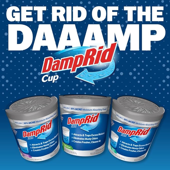 DampRid Refillable Moisture Absorber, 11 oz., 6-Pack - Fresh Scent Moisture Absorbers, 10% More Absorbing Power*, Eliminates Musty Odors for Fresher, Cleaner Air